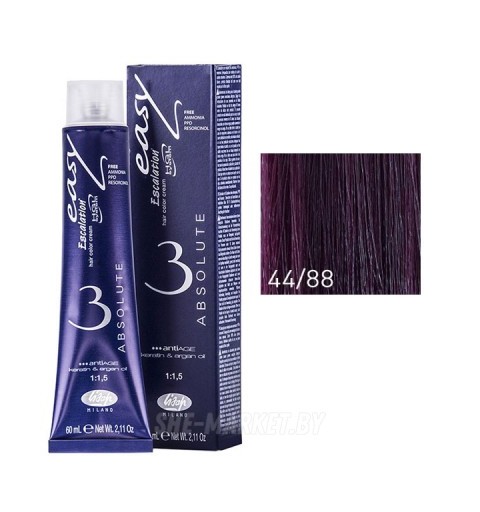 Lisap Easy Absolute 3 Color Ammonia Free Intense Violet Medium Brown N 44 60ml